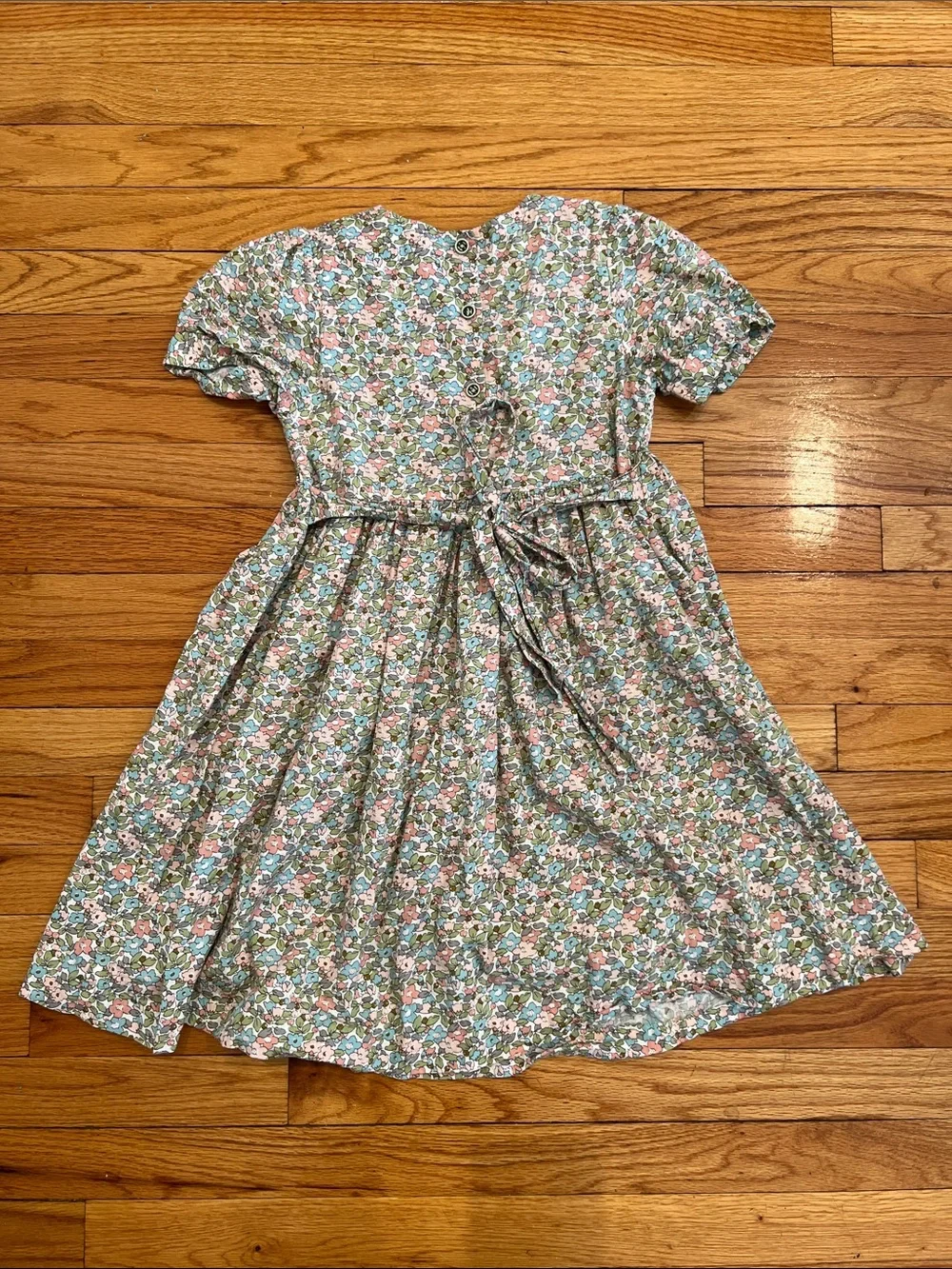 100% Cotton Liberty Print Spring Floral Pattern Dress with Shirring & Embroidery